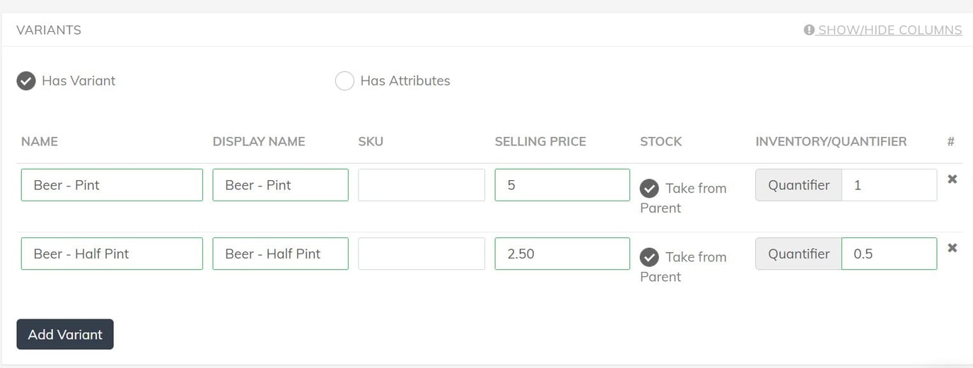 Adding a Product - Variants